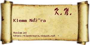 Klemm Nóra névjegykártya